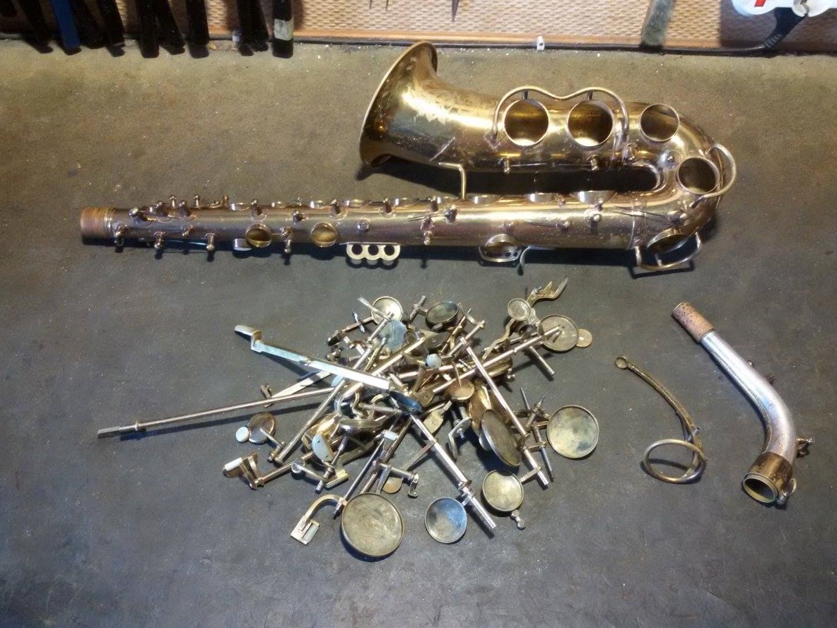 Sax disassembled for restoration